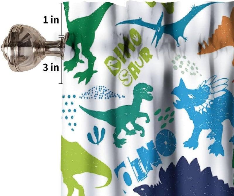 YSWOW Kids Dinosaur Valance Curtain for Boys Girls Nursery Playroom Room Decor Cartoon Dino Theme Art Printed Window Drapes W54xL18in Fabric 1 Panel - Image 4